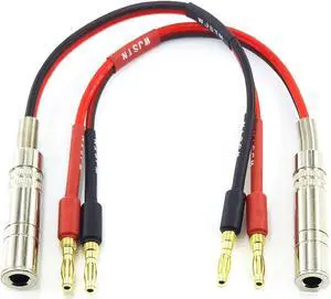 1/4 TS to Banana Plug Speaker Cable 6.35 mm 1/4" Female to Banana Plug Speaker Mono Adapter 8 inches 2pack