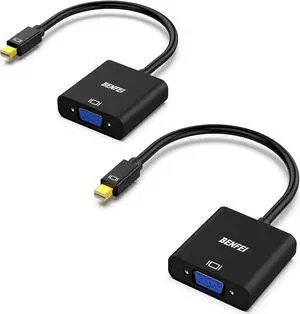 BENFEI Mini DisplayPort to VGA 2 Pack, Mini DP Display Port to VGA (Thunderbolt Compatible) Male to Female Adapter Compatible for ThinkPad SurfacePro PC