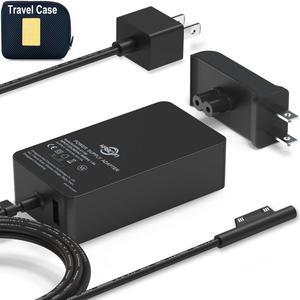 65W Surface Pro Laptop Charger for Microsoft Surface Pro 10 9 8 7+ X 7 6 5 4 3, Windows Surface Laptop 6 5 Studio 4 Go 3 2, Surface Go 2 3, Surface Book 2 1, Support 44W 36W, 11.2FT Cord, Travel Case