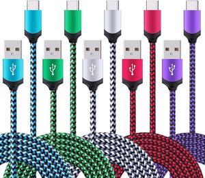 5Pack 6ft Fast USB Type C Cable Phone Charger Cord for Samsung Galaxy S24 S23 S22 S21 S20 FE Ultra S10 S10+ S9 S8 Plus Note 20 Ultra 10 9 8 A51 A71 A53 A14 5G, LG G5 G6 G7 G8 V60 LG Stylo 4/5/6