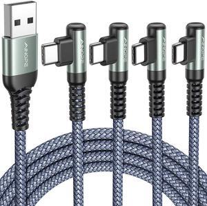 AINOPE USB C Cable 4-Pack [10/6.6/3.3/3.3ft] 3.2A Type C Fast Charging Right Angle, USB C Charger Nylon Braided Compatible with Galaxy S10 S9 S8 Plus S21, Note 10 9 8, LG,