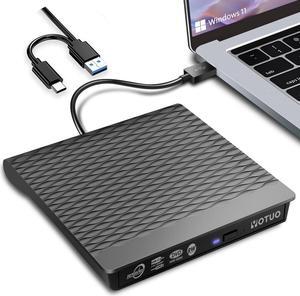 External DVD Drive for USB 3.0 Type C, Portable DVD Write CD Burner RW ROM Optical Drive Player Reader Disk Disc with Laptop Desktop PC Windows 11/10/8/7, Mac Pro/Air Macbook, Linux