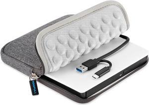 External CD DVD Drive with Carrying Case, USB 3.0 & USB-C CD Burner DVD+/-RW Optical Disc Drive, Portable CD/DVD Player Reader Writer for Mac MacBook Pro/Air, Windows 11/10 Laptop PC, White
