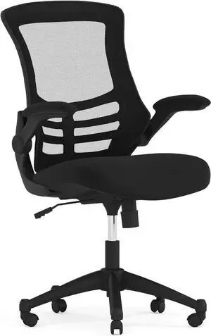 Flash Furniture Kelista Mid-Back Black Mesh Swivel Ergonomic Task Office Chair with Flip-Up Arms