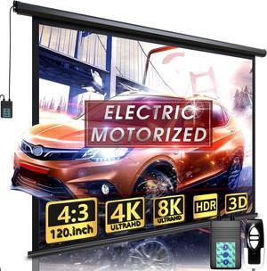 Aoxun 120" Motorized Projector Screen - Indoor and Outdoor Movies Screen 120 inch Electric 4:3 Projector Screen W/Remote Control