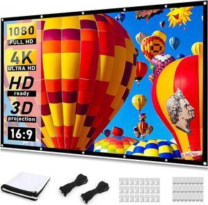 Taotique Projector Screen 120 inch, Movie Projector Screen 16:9 Foldable and Portable Anti-Crease Indoor Outdoor Projection Double Sided Video Projector Screen for Home, Party, Office, Classroom