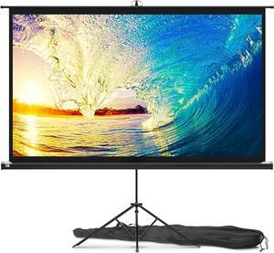 Projector Screen with Stand 84 inch - Indoor and Outdoor Projection Screen for Movie or Office Presentation - 16:9 HD Premium Wrinkle-Free Tripod Screen for Projector with Carry Bag and Tight Straps