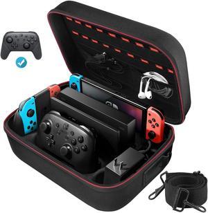 Switch Case for Nintendo Switch and Switch OLED Model, Portable Full Protection Carrying Travel Bag with 18 Game Cards Storage for Switch Console Pro Controller Accessories Black