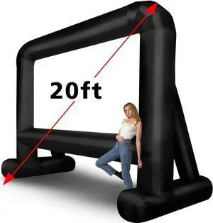OUTTOY 20 Feet Inflatable Movie Screens Blow Up Mega Movie Screens, Inflatable Theater Projector Screen Outdoor with Quiet Blower and Carry Bag - Supports Front and Rear Projection