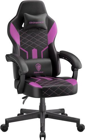 Dowinx Gaming Chair with Pocket Spring Cushion, Ergonomic Computer Chair High Back, Reclining Game Chair Pu Leather 350LBS, Purple