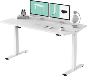 FLEXISPOT EC1 Electric White Standing Desk Whole Piece 55 x 28 Inch Desktop Adjustable Height Desk Home Office Computer Workstation Stand up Desk (White Frame + 55" White Top)