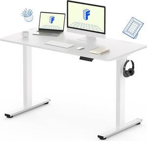 FLEXISPOT EN1 One-Piece Standing Desk, 48 x 24 Inches Solid Desktop Height Adjustable Desk, Electric Sit Stand Up Desk Home Office Desks (White Frame + White Desktop)