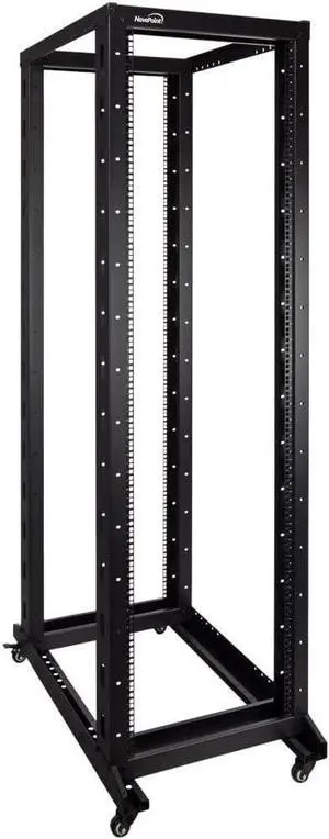 NavePoint 42U 4 Post Server Rack  Open Frame Rack for 19 Inch Equipment, Adjustable Depth 4-Post Network Rack with Casters Wheels, 42U Server Rack 881lbs Capacity, Black