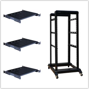 27U 4 Post Open Frame 19inch Server/Audio Networking Data Steel Rack Deep 17inch (27U 17inch deep with 3 Shelves) 27U 4 Post Open Frame 19inch Server/Audio Networking Data Steel Rack Deep 17inch (27U 17inch deep with 3 Shelves)