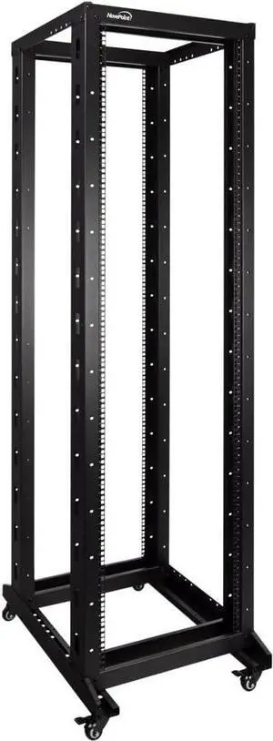 NavePoint 42U 4 Post Server Rack  Open Frame Rack for 19 Inch Equipment, Adjustable Depth 4-Post Network Rack with Casters Wheels, 42U Server Rack 881lbs Capacity, Black