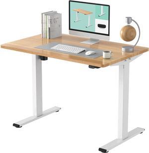 FLEXISPOT EC1 Electric Adjustable Height Standing Desk Whole Piece 48 x 30 Inch Desktop Home Office Computer Workstation Sit Stand up Desk (White Frame + 48" Maple Top, 2 Packages)