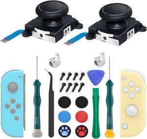 2 Pack Joycon Joysticks, Joycon Repair Kit Joystick Replacement Parts for Nintendo Switch, Switch Lite & Switch OLED, Include Thumb Grips, Metal Lock Buckles