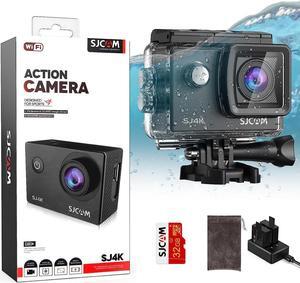 SJCAM SJ4000 4K30fps 40MP Action Camera WiFi Camera with Stabilization,Underwater 98ft Waterproof Camera with Dual Batteries,170°FOV 5X Zoom,32G SD Card and Helmet Mount Accessories Kits