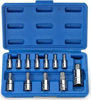 Neiko 10086A 6 Point Torx Plus Bit Socket Set, 1/4-Inch, 3/8-Inch and 1/2-Inch Drive, TP8 - TP60, 12-Piece
