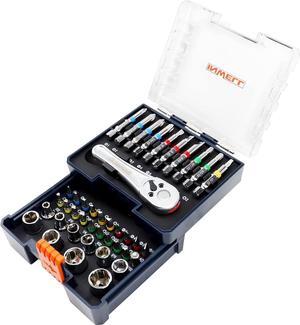 41 Piece Screwdriver Bit Set | 1/4" Drive Mini Ratchet Wrench and Socket Set | Premium S2 Material Driver Bits | Phillips,Slotted,Hex,Square,Trox,Tamper Proof Torx
