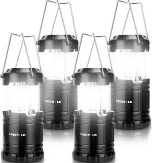 Lepro LED Camping Lanterns Battery Powered, Collapsible, IPX4 Water Resistant, Outdoor Portable Lights for Emergency, Hurricane, Storms and Outages