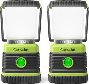 LED Camping Lantern Battery Powered Camping Lights 1000LM 4 Light Modes IPX4 Waterproof Tent Lights Portable Flashlight for Power Outages Emergency Hurricane Hiking 2-Pack