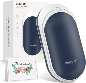 BESKAR Rechargeable Hand Warmer, 5200mAh Electric Handwarmers with Long Lasting Heating, Quick Charge and 3 Levels, Portable Pocket Hand Warmer & Power Bank for Outdoors, Camping, Golf, Raynauds