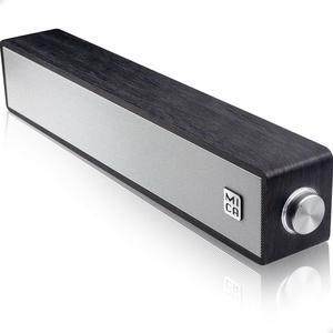 MICA Computer Speakers, Wired Computer Sound Bar, Wooden Mini Soundbar, USB Powered PC Speakers for Desktop Monitor, Laptop, Tablet, 3.5mm Aux Connection, Black (M30i)
