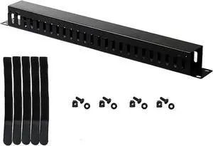 19 Inch 1U Cable Management Horizontal Cable Rack Mount Manager with mounting Screws for Service Rack Cabinet 24 Slot Finger Duct with Cover