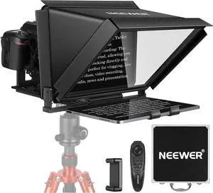 NEEWER X12 14 inch Aluminum Alloy Teleprompter for iPad Tablet Smartphone DSLR Cameras with Remote Control, Carry Case, APP Compatible with iOS/Android for Online Teaching/Vlogger/Live Streaming