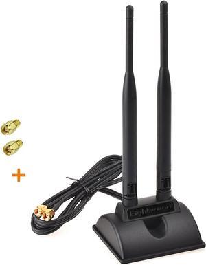 Eightwood 2.4GHz 5GHz Dual Band WiFi Antenna RP-SMA Male Connector with SMA Male to RP-SMA Female Adapter (2-Pack) for PCI-E WiFi Network Card USB WiFi Adapter Wireless Router