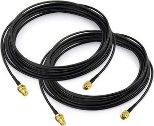 Bingfu WiFi Antenna Extension Cable 2-Pack RP-SMA Male to RP-SMA Female Bulkhead Mount RG174 Cable 5m 16.5 feet for WiFi Router Security IP Camera Wireless Network Card Adapter