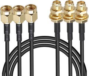 3-Pack 10FT RP-SMA Male to Female Extension Cable WiFi Router Antenna Extender