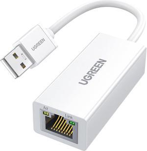 UGREEN Ethernet Adapter USB to 10 100 Mbps Network Adapter RJ45 Wired LAN Adapter for Laptop PC Compatible with Nintendo Switch Wii Wii U MacBook Chromebook Surface Windows macOS Linux (White)