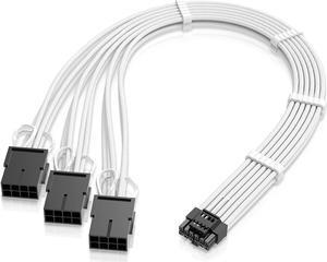 EZDIY-FAB GPU Power Sleeved Cable Extension, 16pin(12+4) 12VHPWR PCIe 5.0 Connector Male to 3X PCIE 8 PIN for RTX 4070Ti/4080/3090Ti, with Pre-Installed Cable Combs-16AWG/White