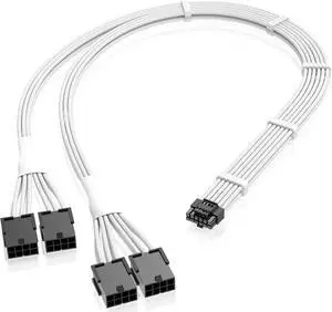 EZDIY-FAB GPU Power Sleeved Cable Extension, 16pin(12+4) 12VHPWR PCIe 5.0 Connector Male to 4X PCIE 8 PIN for RTX 3090Ti/RTX4090/RTX4080, with Pre-Installed Cable Combs-16AWG/White
