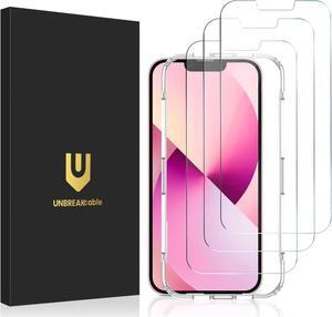 UNBREAKcable 3-Pack Screen Protector for iPhone 14/13/13 Pro, Double Shatterproof Tempered Glass with Easy Installation Frame for iPhone 6.1 Inch