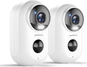 ZUMIMALL Security Cameras Wireless Outdoor with Magnetic Mount - 2 Packs - Battery Operated Security Camera Outdoor with Siren, 3MP Color Night Vision/PIR Detection/IP66 Waterproof/2.4G WiFi, SD/Cloud