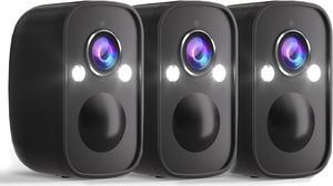 Rraycom 3Pack Security Cameras Wireless Outdoor for Home Security, 5MP Battery Powered WiFi Indoor Security Camera with Color Night Vision, AI Motion Detection, 2-Way-Talk, Cloud/SD, Works with Alexa