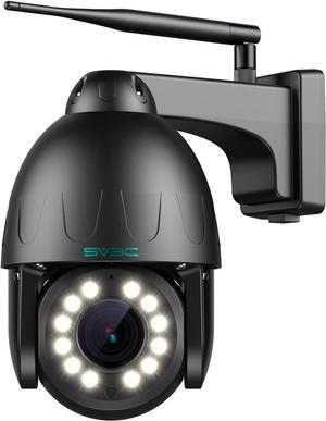 SV3C PTZ WiFi Security Camera Outdoor 15X Optical Zoom Auto Tracking 5MP Floodlight Color Night Vision Wireless IP Cam, 2-Way Audio, Black Metal Shell, RTSP, SD Card Record, BlueIris, Onvif Conformant