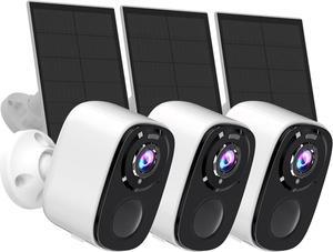Rraycom 5MP Solar Security Cameras Wireless Outdoor with Solar Panel, 2K QHD WiFi Wireless Camera for Home Security with Color Night Vision, Motion Detection, 2-Way Talk, Compatible with Alexa