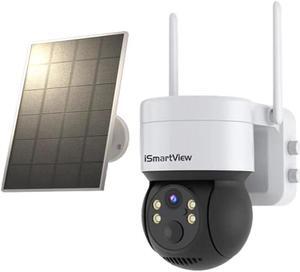 Security Cameras Wireless Outdoor, 2K Solar WiFi Camera System with 355°PTZ for Home Safety, Battery Powered Cam with Night Vision, AI Motion Sensor, IP66 Waterproof Spotlight, 2-Way Audio