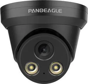 PANOEAGLE 5MP IP Camera Black with Audio, AI Human/Vehicle Detection, 98ft EXIR Night Vision, 4K PoE Outdoor Turret Security Camera with Wide Angle 2.8mm Lens(FOV105°), IP67(PG2355I with Logo)