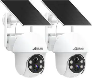 ANRAN 2K Security Camera Wireless Outdoor, Solar Outdoor Camera with 360° View, Smart Siren, Spotlights, Color Night Vision, PIR Human Detection, Pan Tilt Control, 2-Way Talk, Q01W 2 Packs