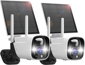 3MP Solar Power Security Camera Outdoor, Solar Surveillance Camera with Color Night Vision, 2 Way Audio, Spotlight & Siren, Compatible with Alexa, No Monthly Fee, AI Detection, IP65 Waterproof