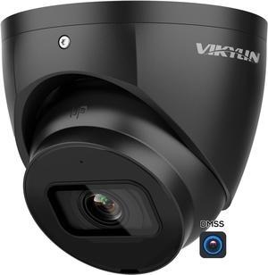 VIKYLIN 8MP Starlight PoE IP Camera Black, Outdoor 4K Security Turret Camera with Audio, AI Human/Vehicle Detection, SD Card Slot, 98ft IR Night Vision, 2.8mm Lens, IP67 Waterproof, Smart IVS