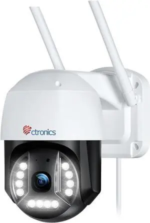 Ctronics 4K 8MP Security Camera Outdoor, 2.4/5Ghz WiFi Surveillance IP Camera Outdoor with Smart Human/Vehicle Detection, Auto Tracking, 65ft Color Night Vision, Two Way Audio,Plug in,IP66