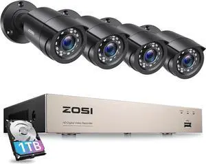 ZOSI 8CH 3K Lite Home Security Camera System with 1TB HDD,AI Human Vehicle Detection,Night Vision,4pcs 1080P Indoor Outdoor Surveillance Cameras,H.265+ 8Channel CCTV DVR Recorder for 24/7 Recording