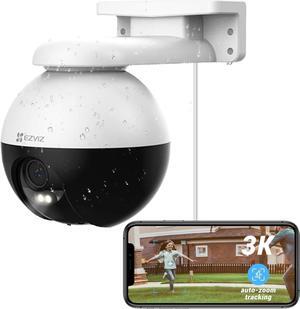 EZVIZ Outdoor Auto-Tracking Camera, 3K, 12 Pre-Set dots Tracking,360° Visual Coverage, Waterproof, Color Night Vision, AI-Powered Person and Vehicle Detection,Two-Way Talk| C8W Pro 3K (6mm)