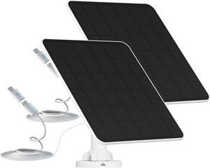 6W Solar Panel for Security Camera, 5V Solar Panel Charger for Outdoor Rechargeable Battery Camera, IP65 Waterproof Solar Panels with Adjustable Security Wall Mount, 9.8ft Cable(2 Pack)